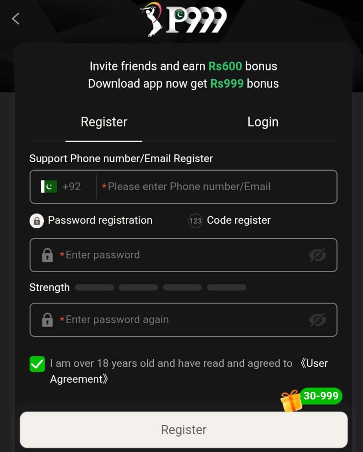 p999 game register